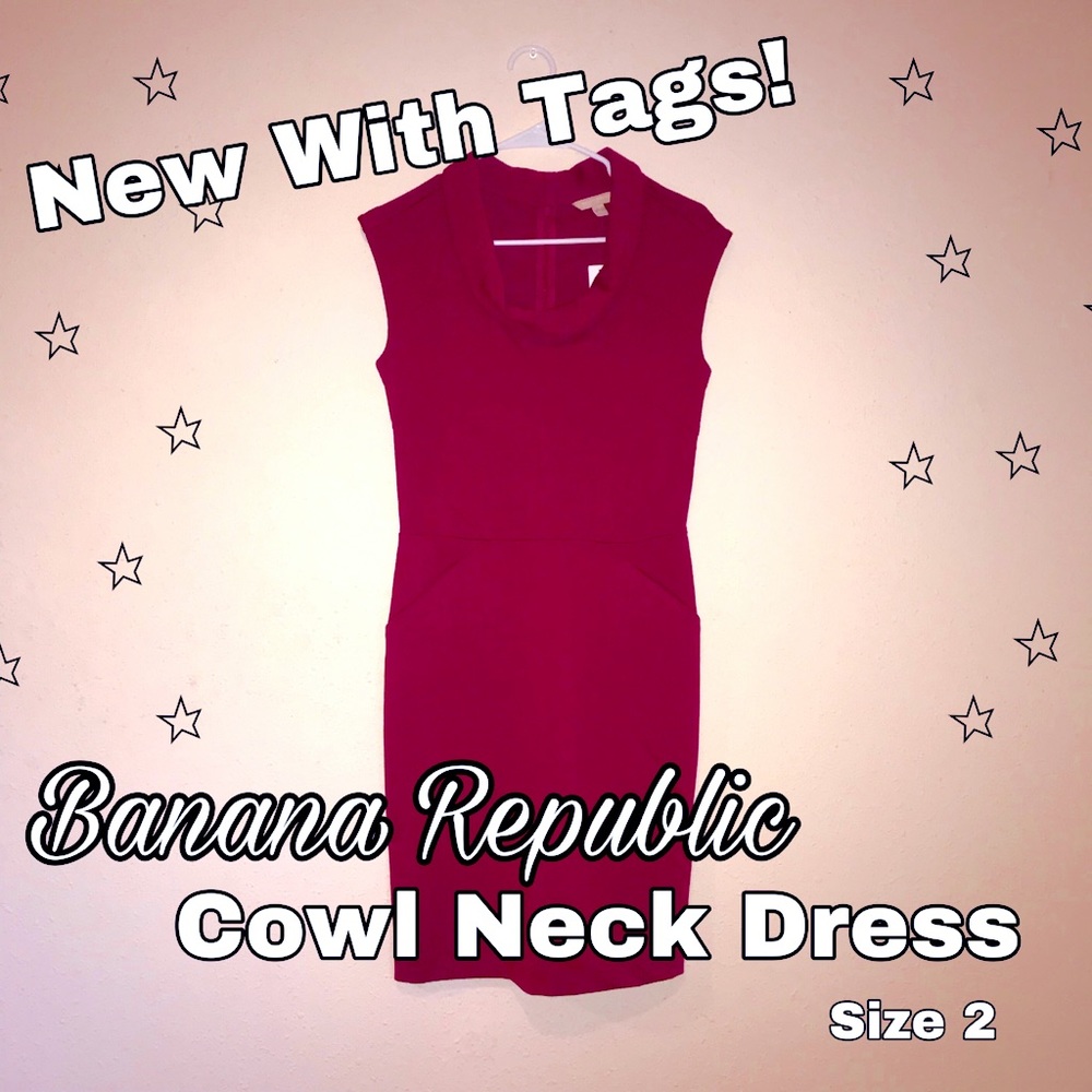 💖 NWT Banana Republic Pink Ponte Sheath Dress - Diagonal Slash Pockets